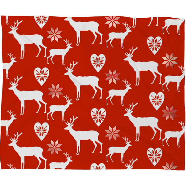 Deny Designs Natt Christmas Deer Plush Fleece Throw Blanket Wayfair